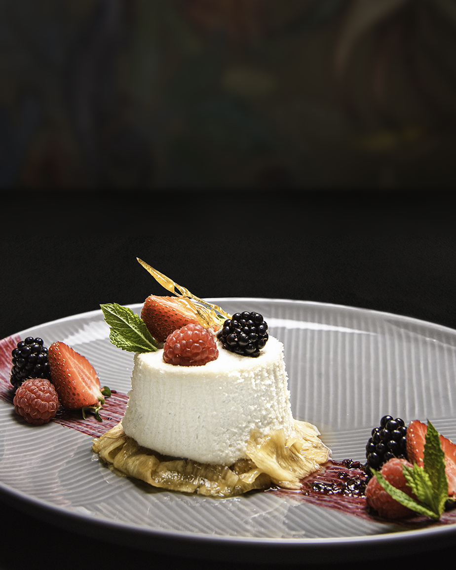 Coconut semifreddo plated